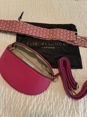 Elie Beaumont London Pink Leather Crossbody with Detachable Straps